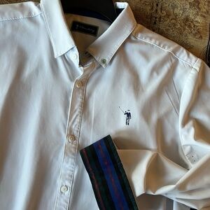 William Murray Men’s Golf shirt solid white Large Vented Long Sleeve